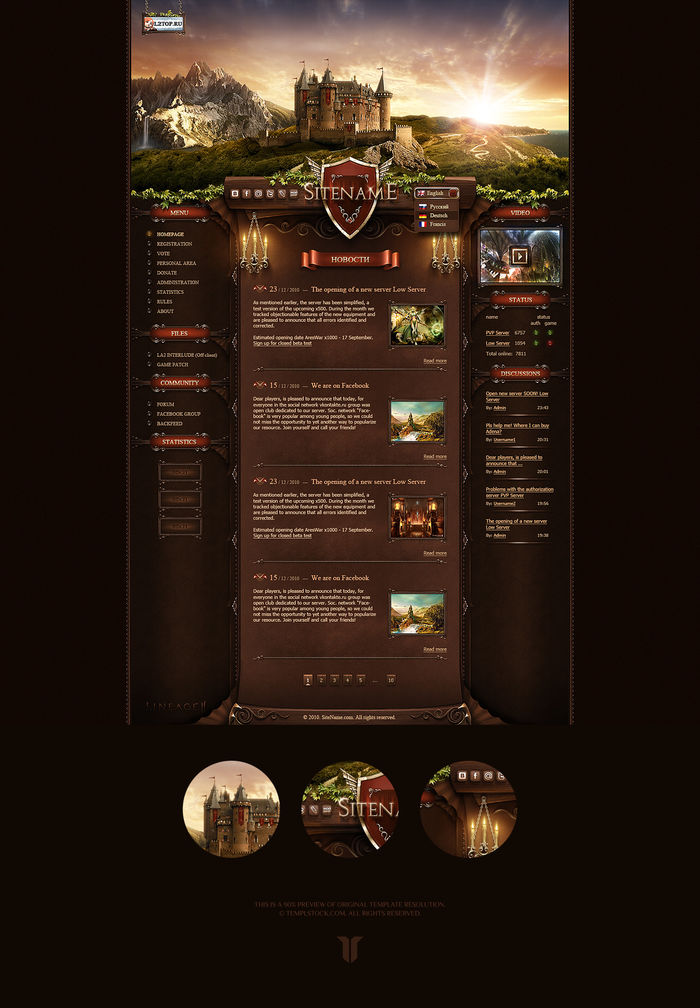 L2 Knight Castle Game Website Template