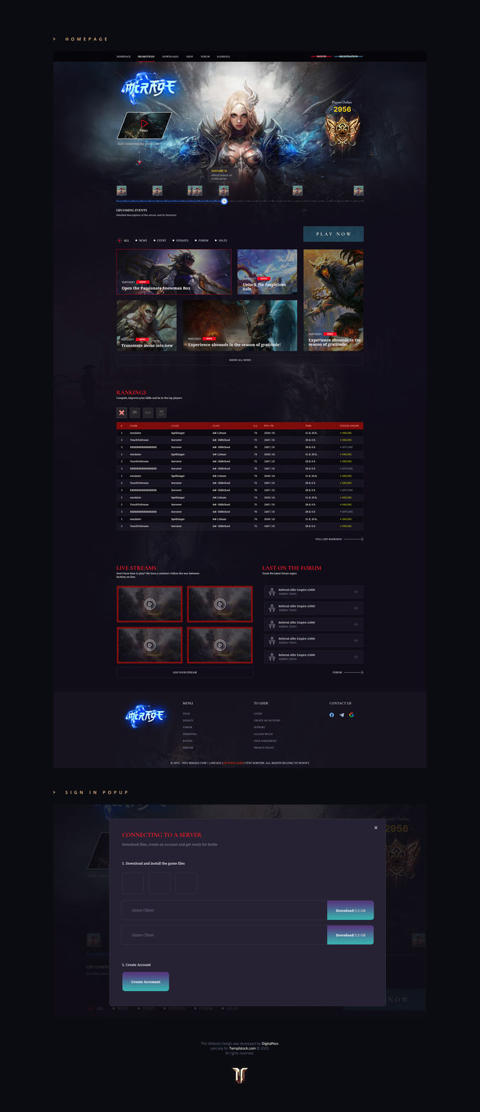 L2 Mirage Game website Template