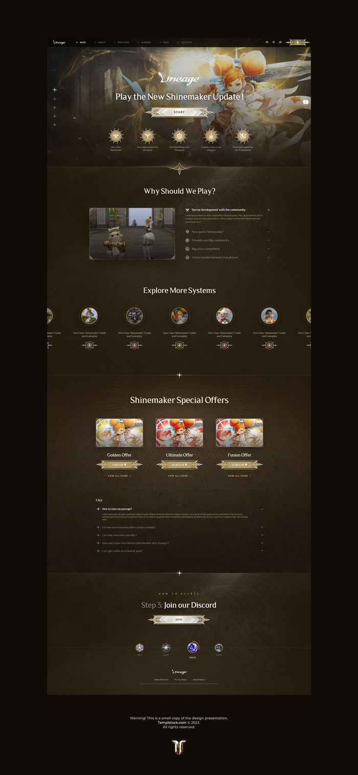 L2 Shinemaker Szablon strony internetowej gry 